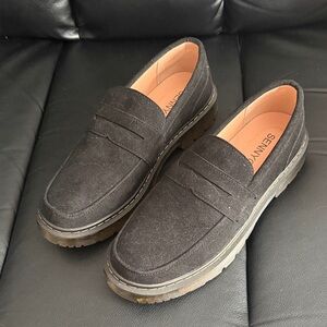 Black lug sole Suede Loafers- sz 10-new